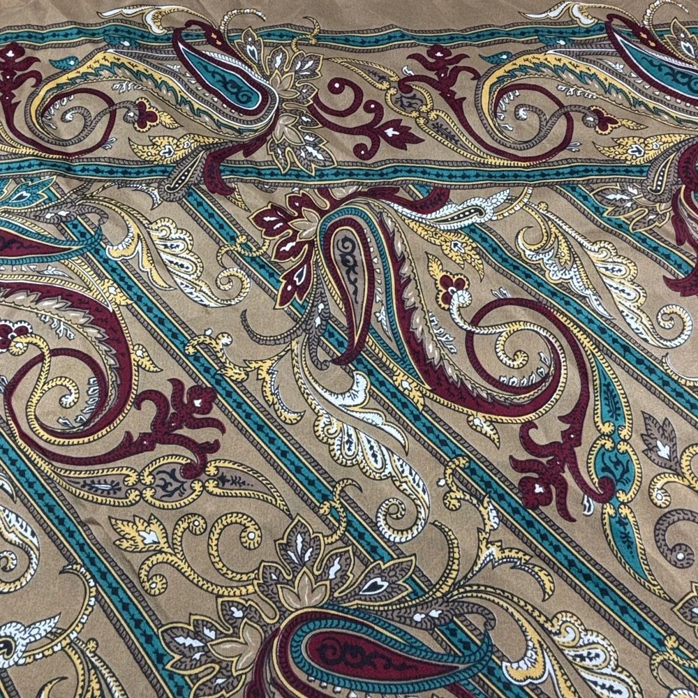 Elvein Scarf Unisex OS Brown Vintage Paisley Italian Made Polyester 34x68 Inches